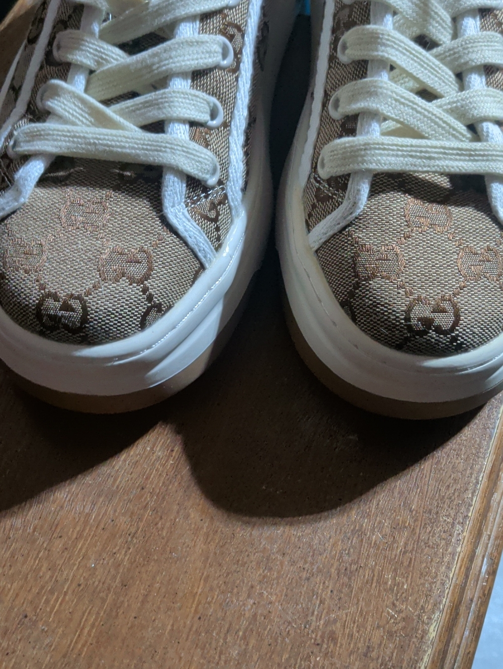 Beige GG Canvas Low-Top Sneakers with Cream Accents - Picture 6 of 6